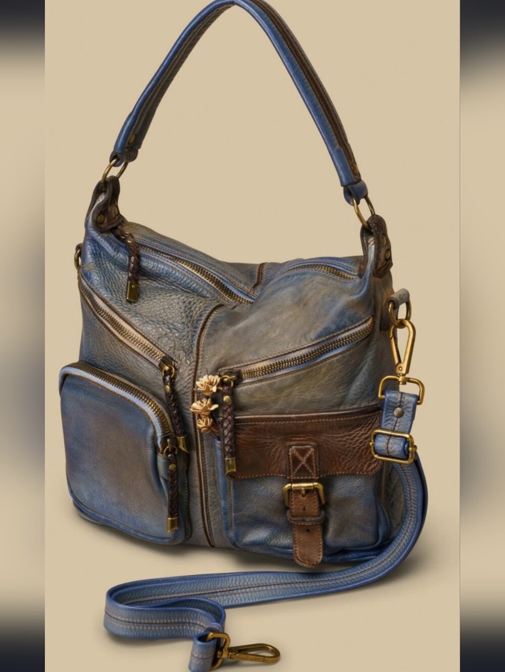 Lusher Ginevra Bayside 84 Distressed Leather Hobo